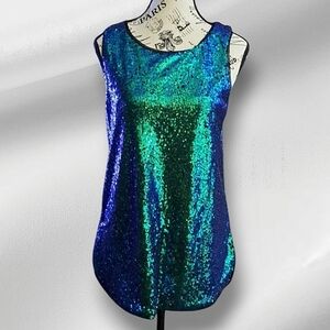 Guanyy Green Sequin Top